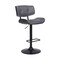 Armen Living Brooklyn Adjustable Swivel Gray Faux Leather and Black Wood Bar Stool with Black Base LCBRBABLGR - alternate 1